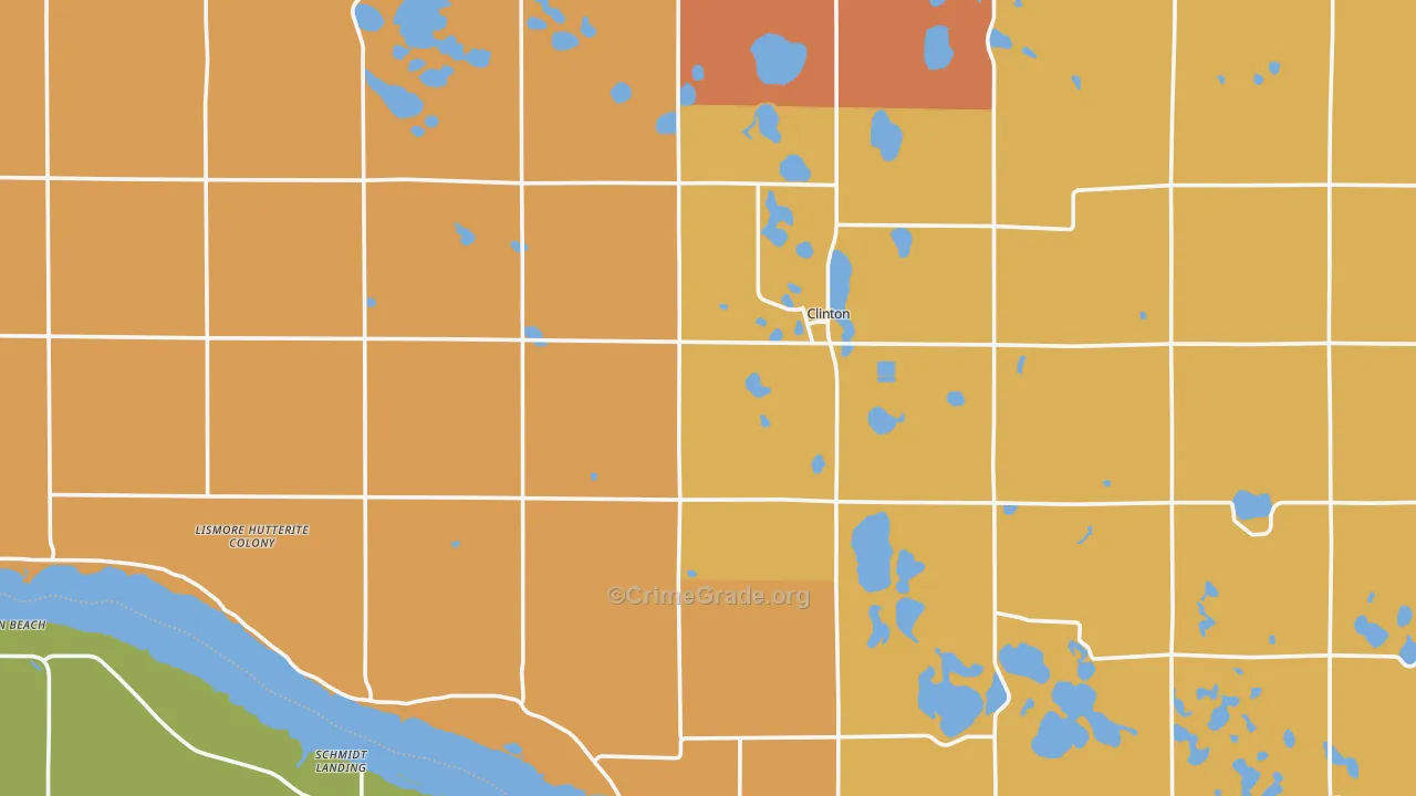 Clinton, MN Map of Robbery Rates
