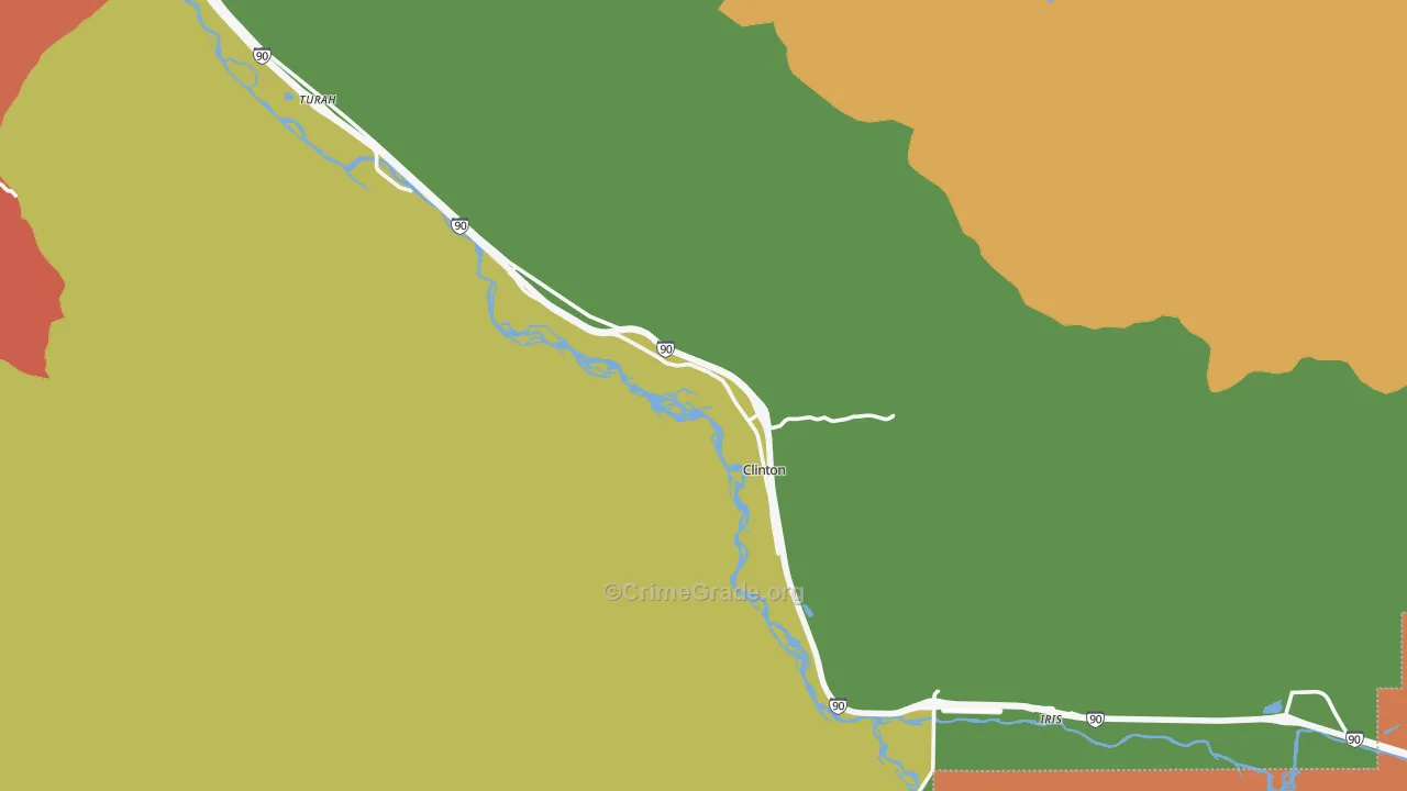 Clinton, MT Map of Robbery Rates