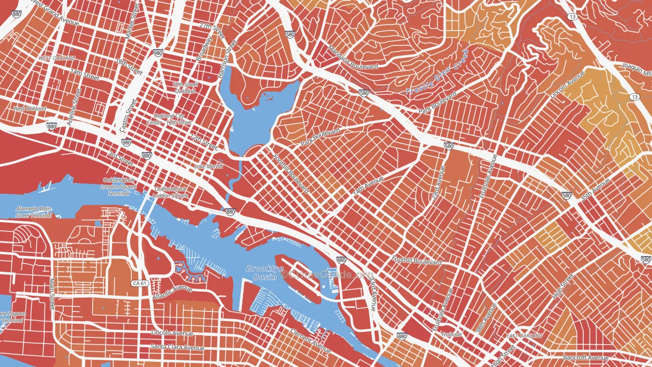 Clinton, Oakland, CA Map of Robbery Rates