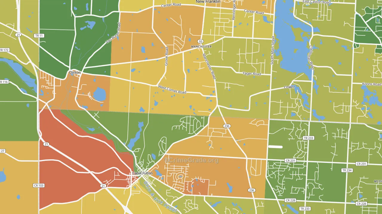 Clinton, OH Map of Robbery Rates