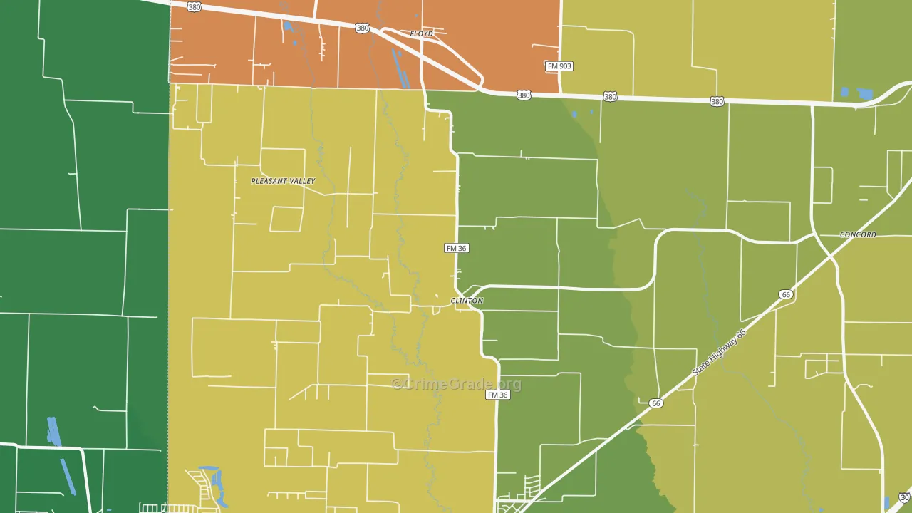 Clinton, TX Map of Robbery Rates
