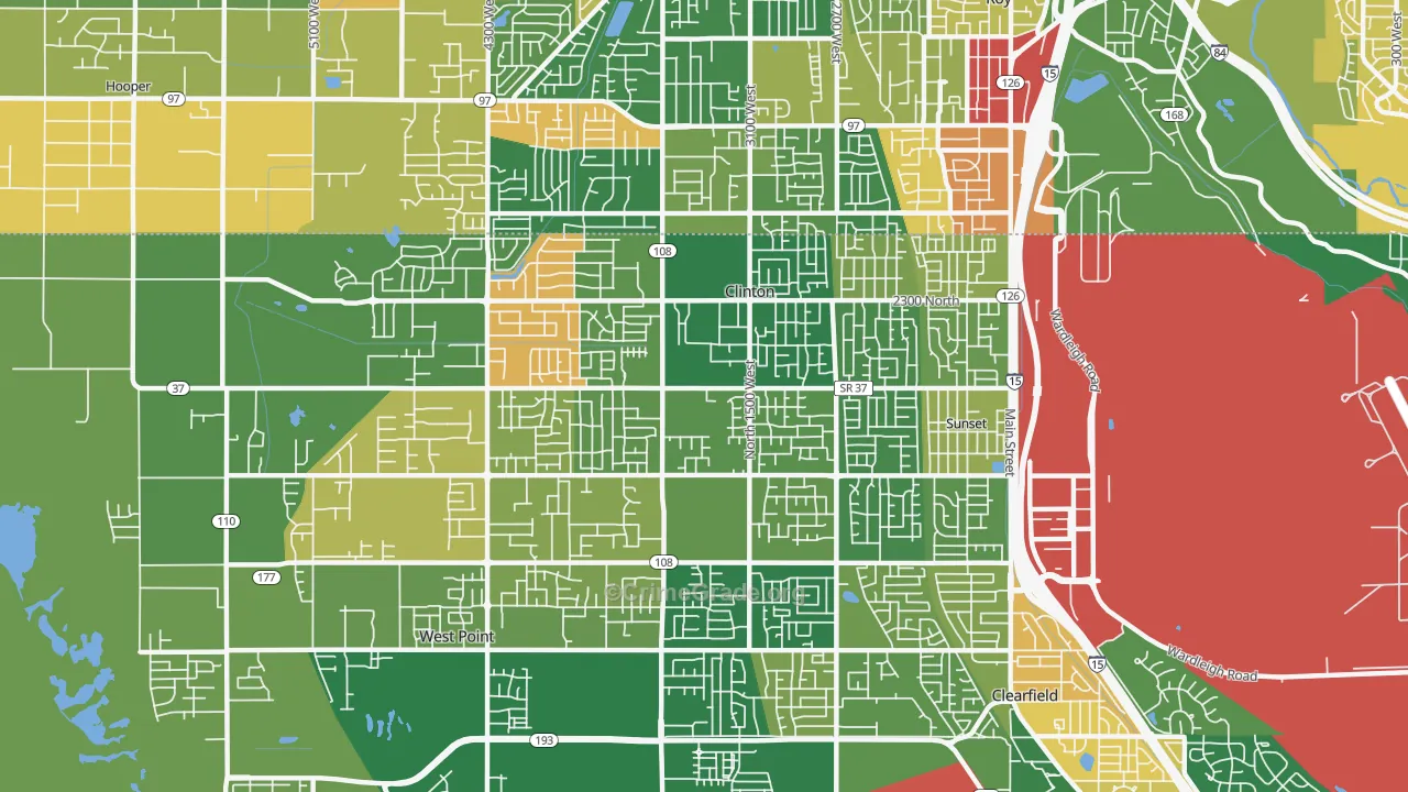 Clinton, UT Map of Robbery Rates