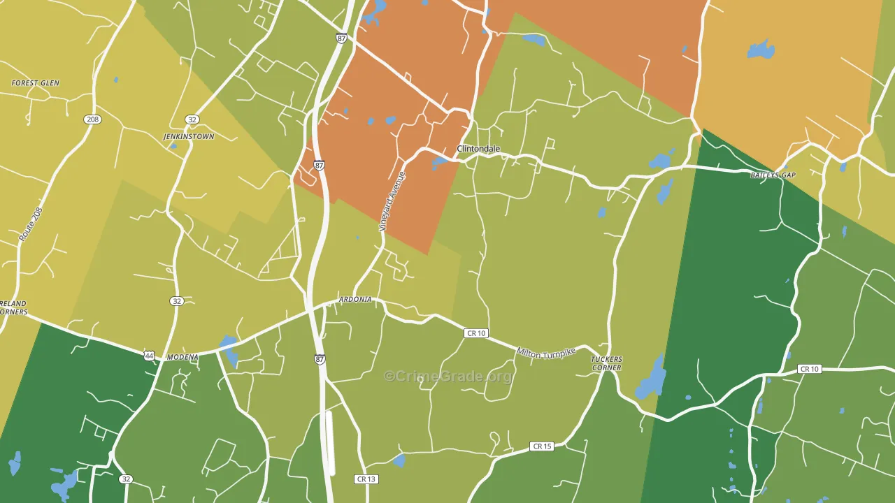 Clintondale, NY Map of Robbery Rates