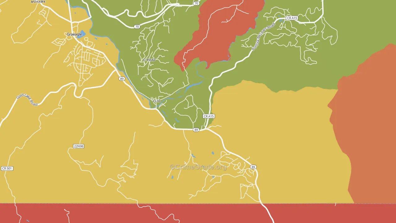 Clio, CA Map of Robbery Rates