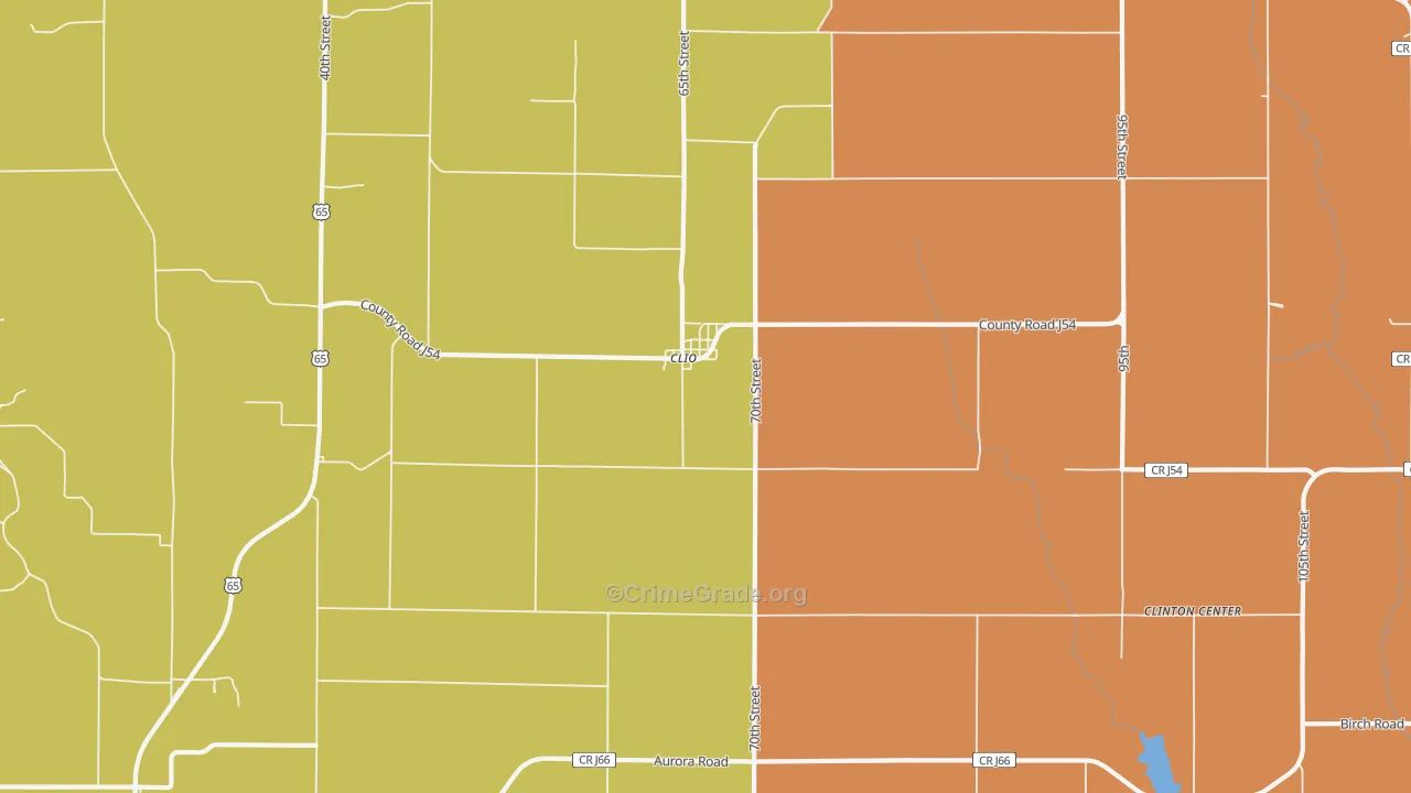 Clio, IA Map of Robbery Rates