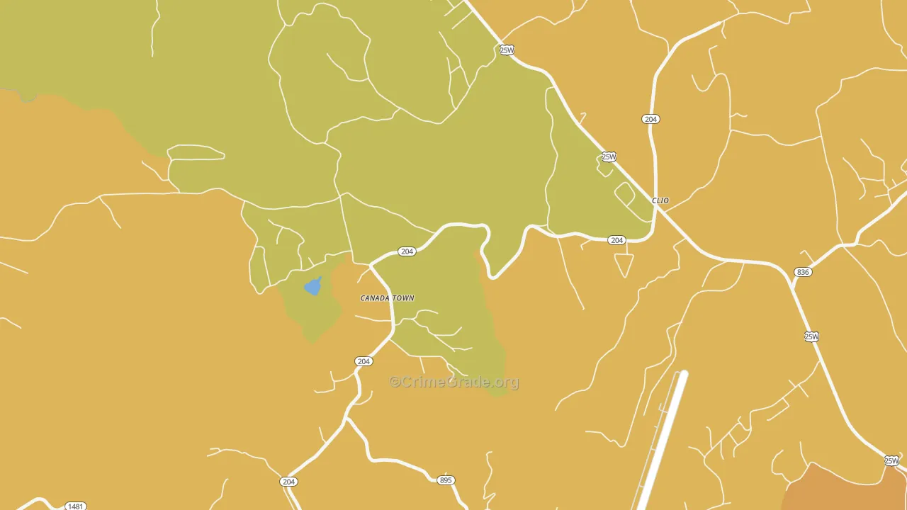 Clio, KY Map of Robbery Rates