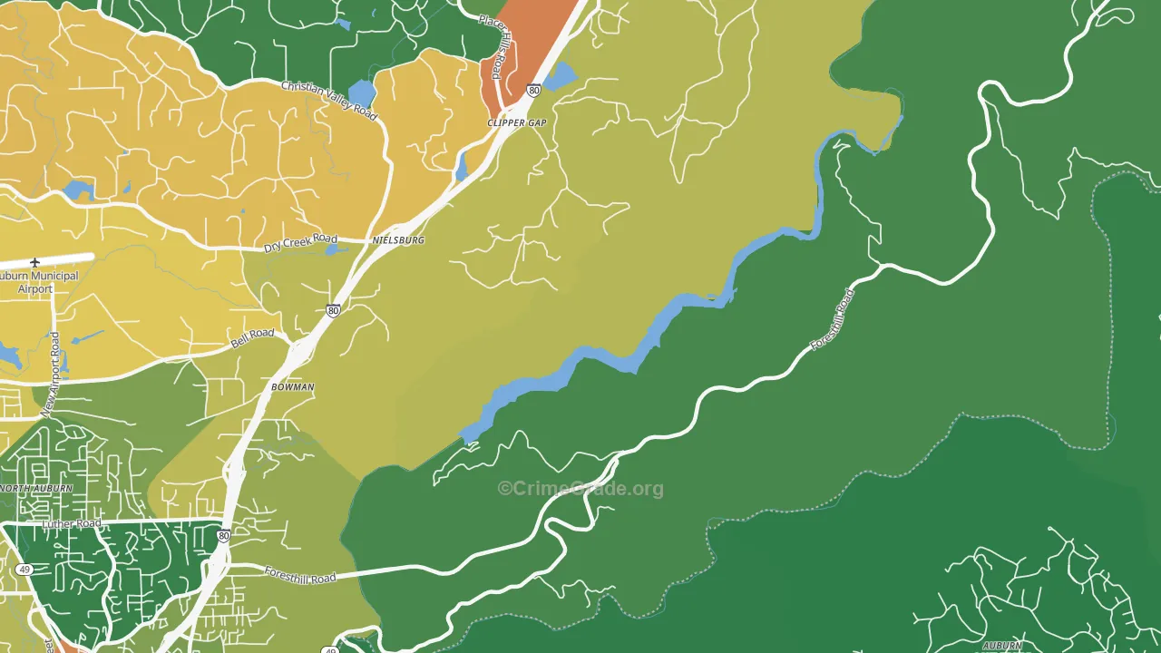 Clipper Gap, CA Map of Robbery Rates
