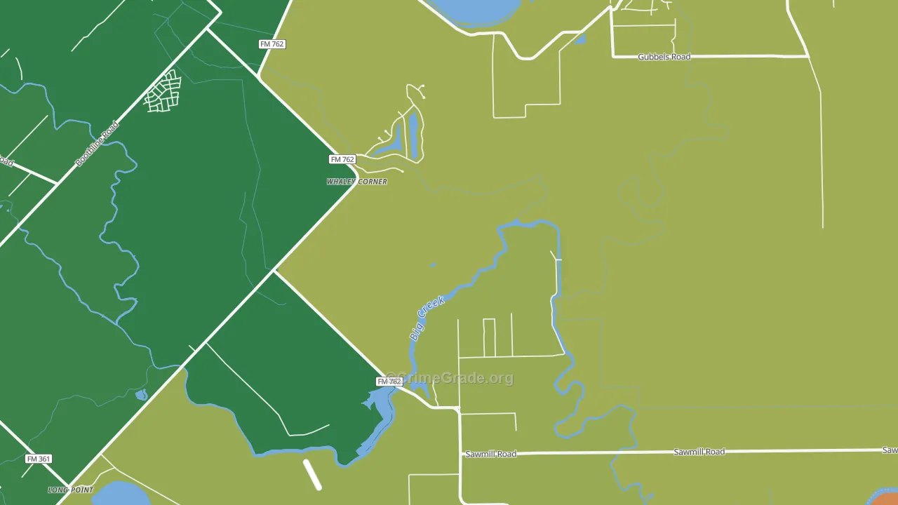 Clodine, TX Map of Robbery Rates