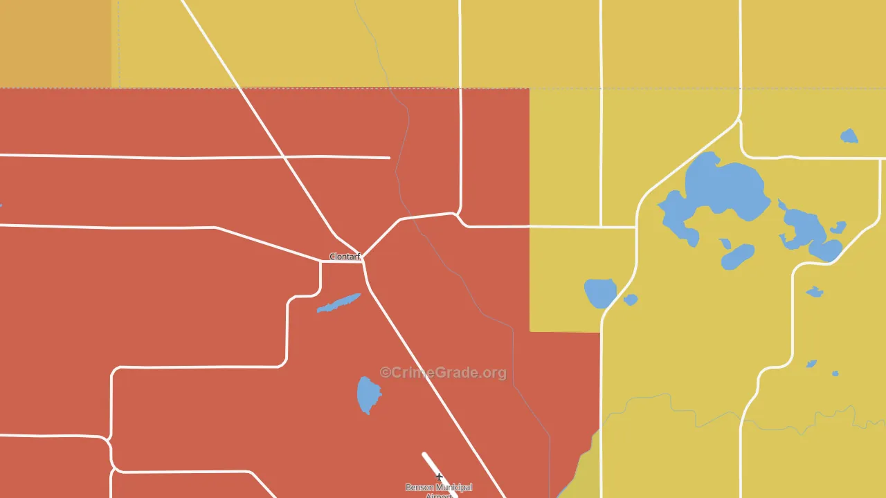 Clontarf, MN Map of Robbery Rates