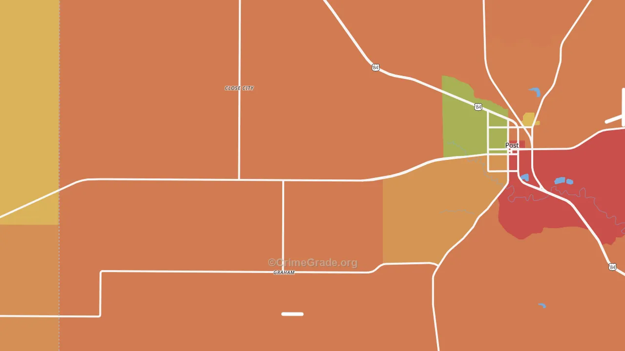 Close City, TX Map of Robbery Rates