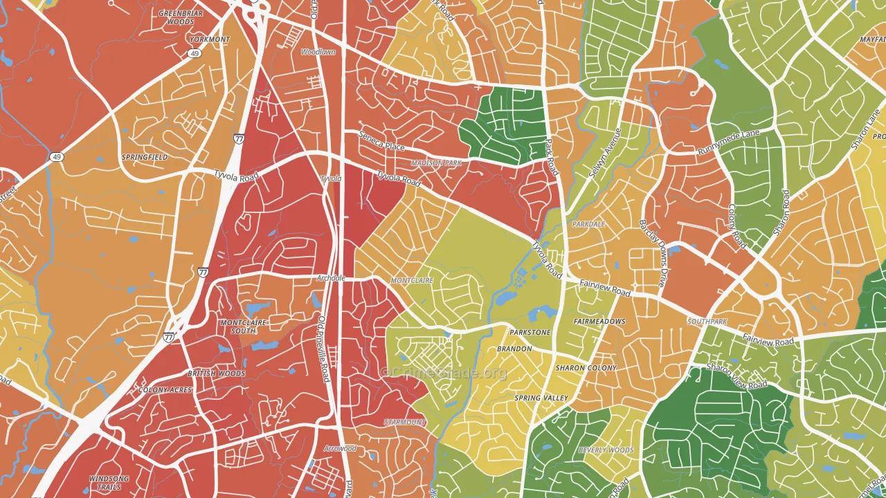 Closeburn-Glenkirk, Charlotte, NC Map of Robbery Rates