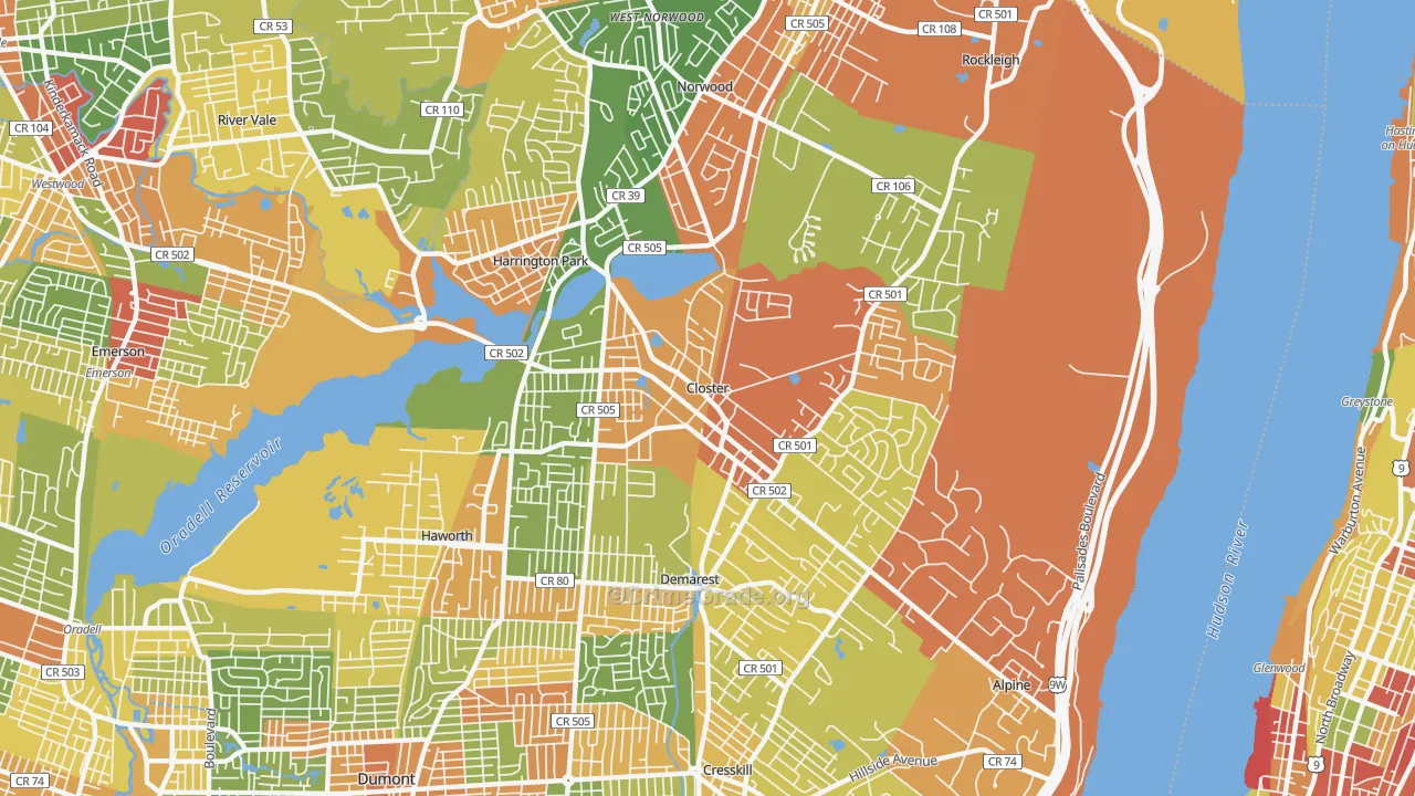 Closter, NJ Map of Robbery Rates