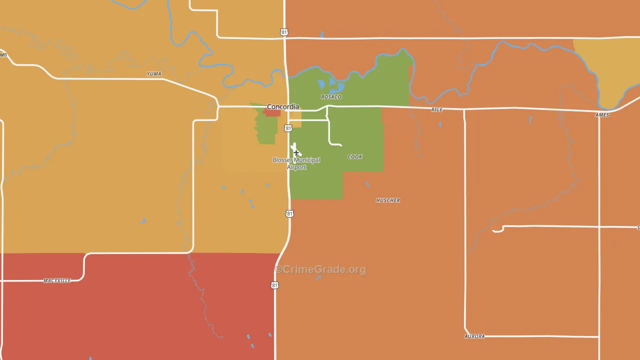 Cloud County, KS Map of Robbery Rates
