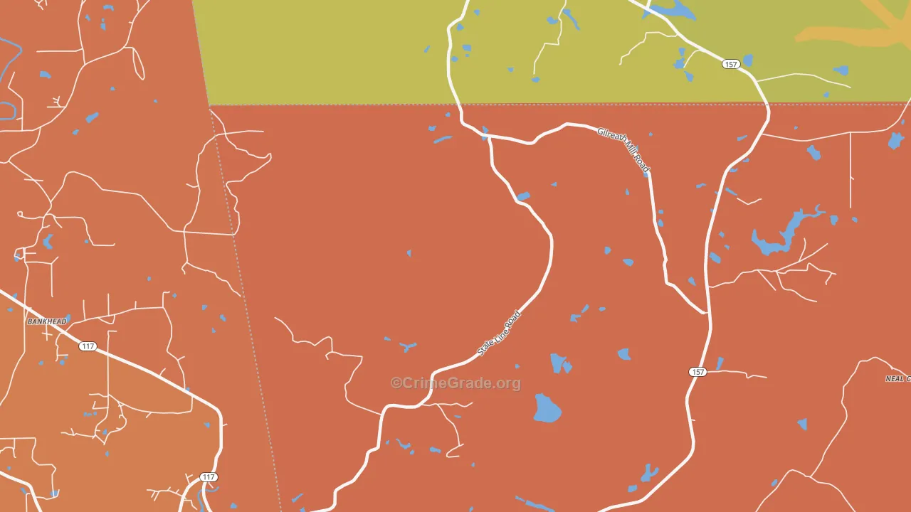 Cloudland, GA Map of Robbery Rates