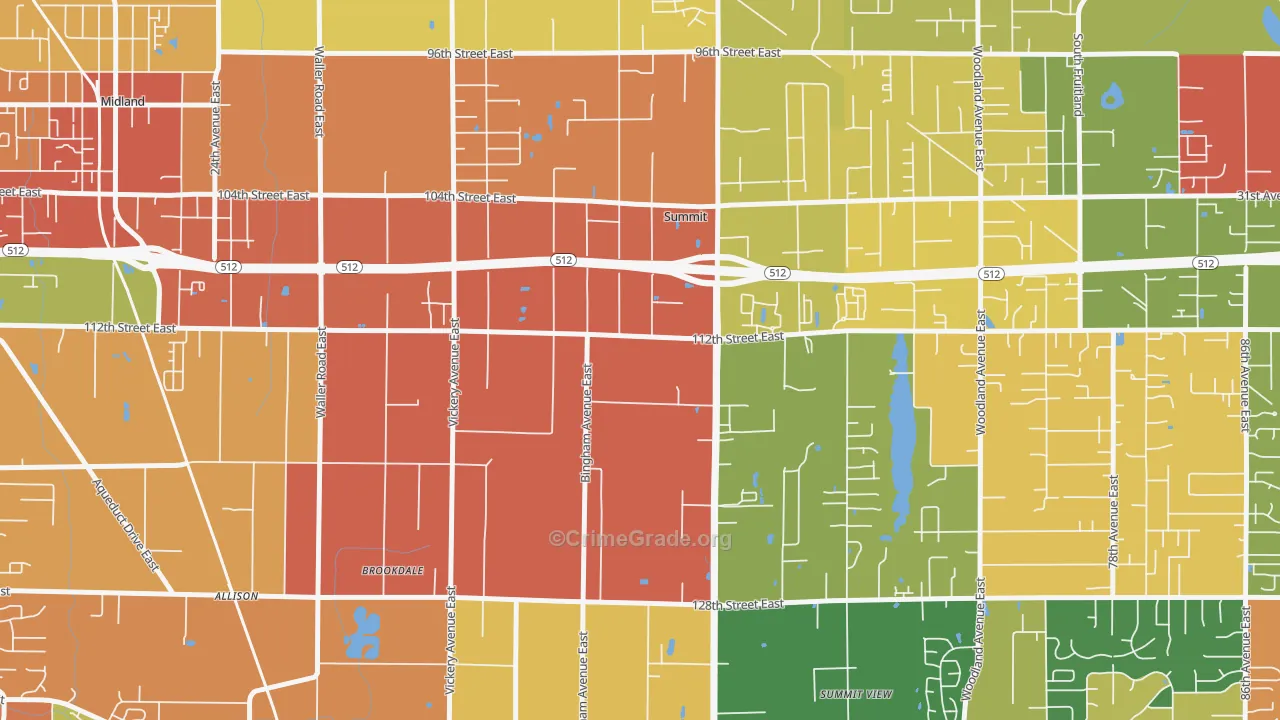 Clover Creek, WA Map of Robbery Rates