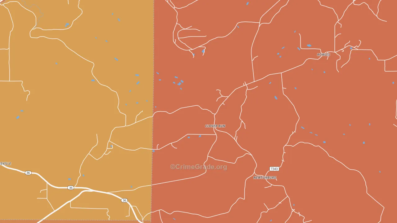 Clover Run, PA Map of Robbery Rates