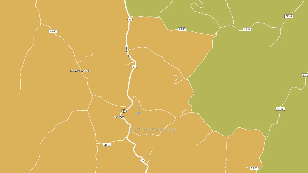 Clover, WV Map of Robbery Rates