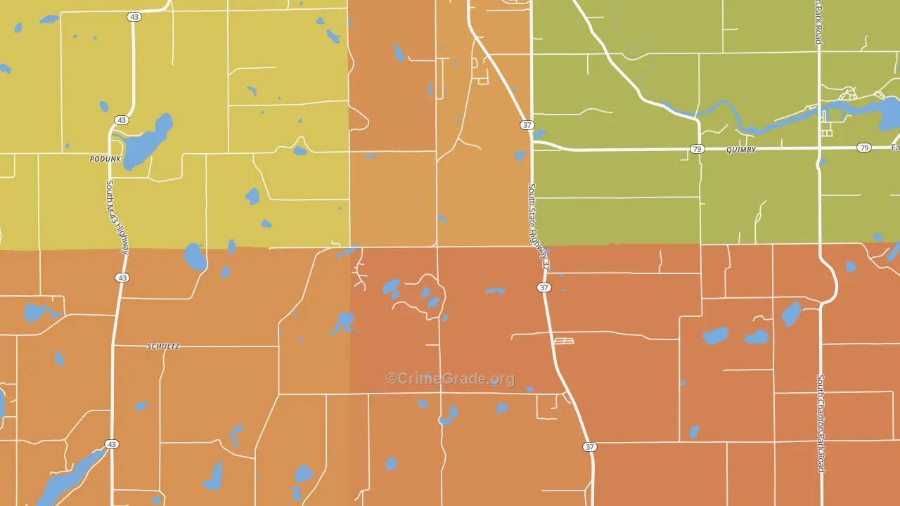 Cloverdale, MI Map of Robbery Rates