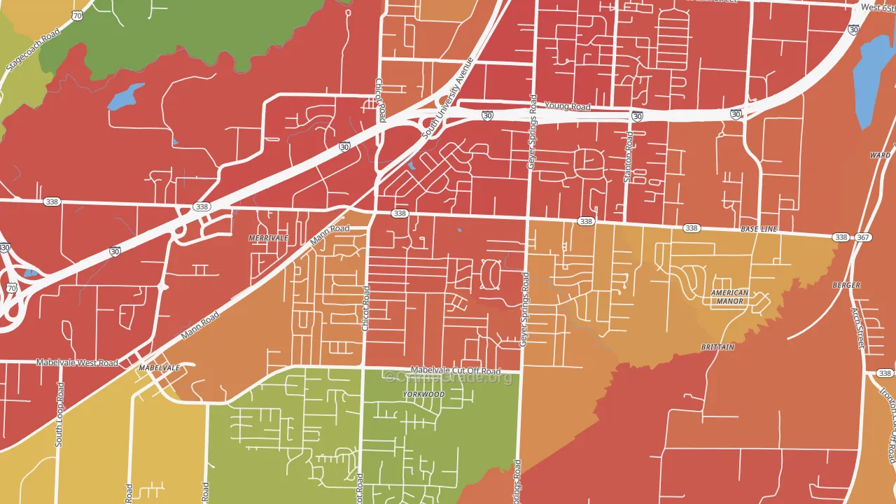 Cloverdale Watson, Little Rock, AR Map of Robbery Rates
