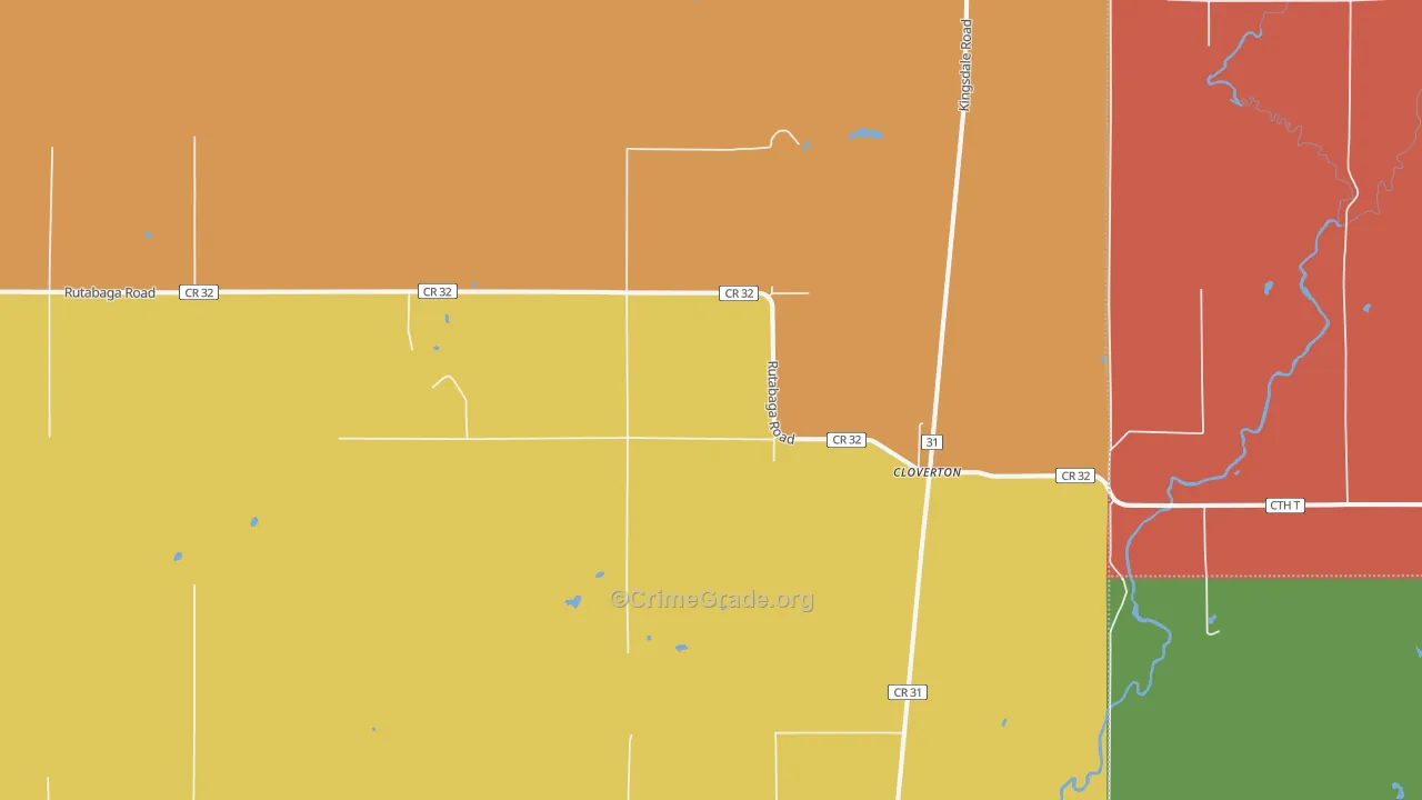 Cloverton, MN Map of Robbery Rates