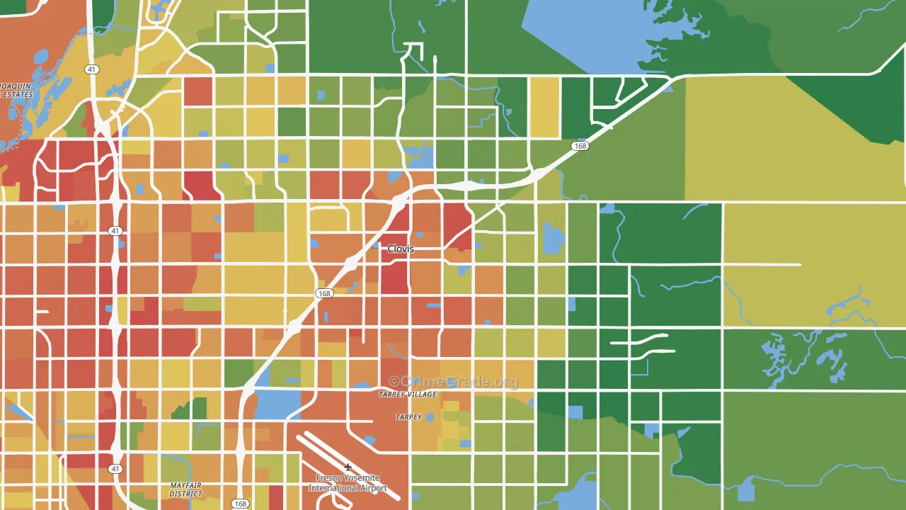 Clovis, CA Map of Robbery Rates