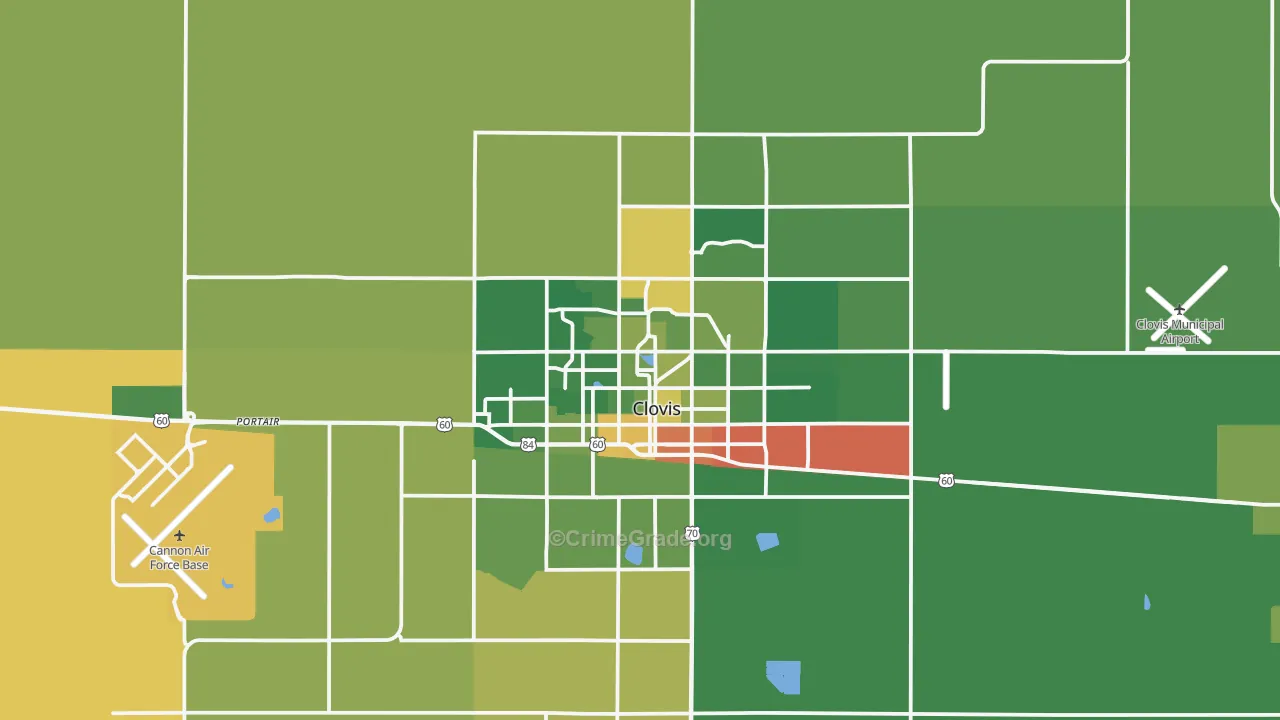 Clovis, NM Map of Robbery Rates