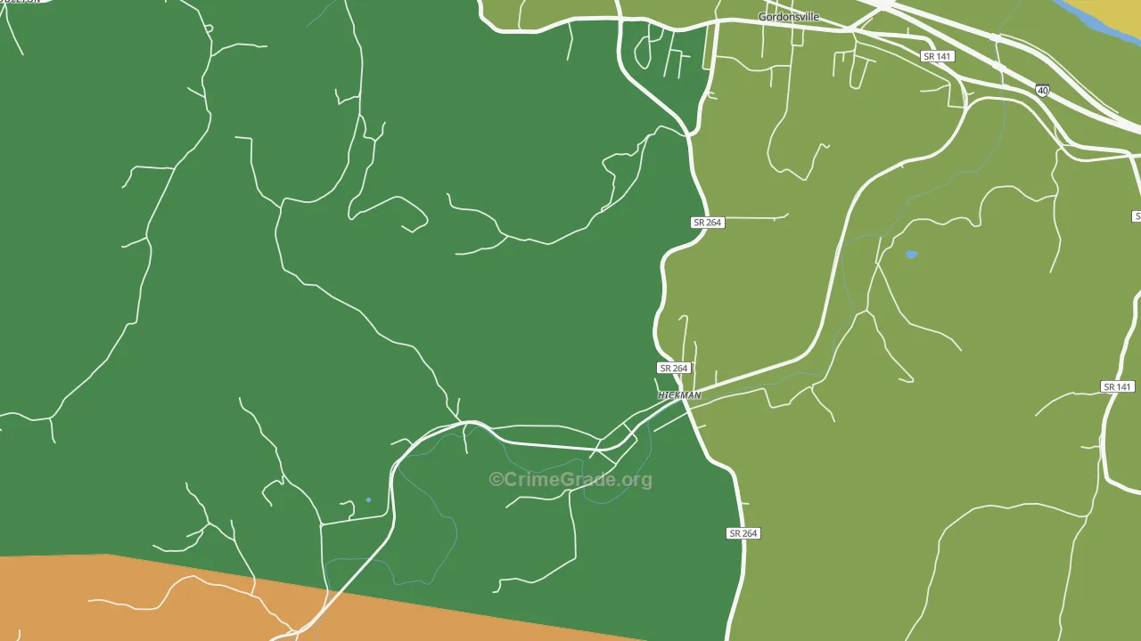 Club Springs, TN Map of Robbery Rates