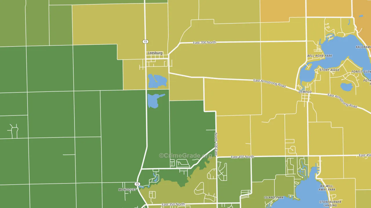 Clunette, IN Map of Robbery Rates