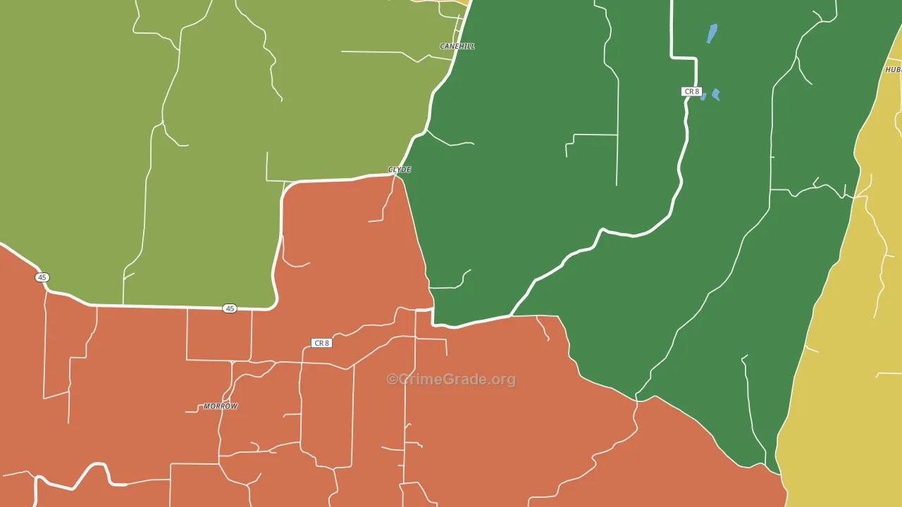 Clyde, AR Map of Robbery Rates