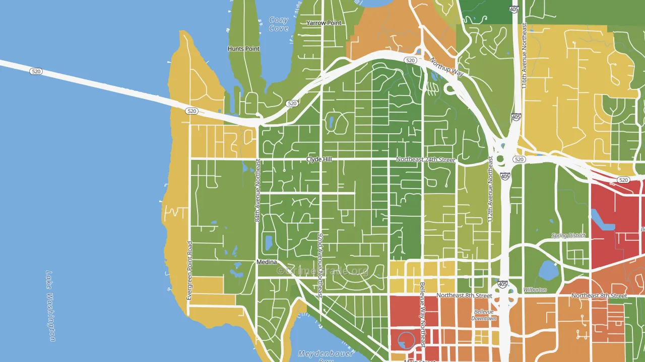 Clyde Hill, WA Map of Robbery Rates
