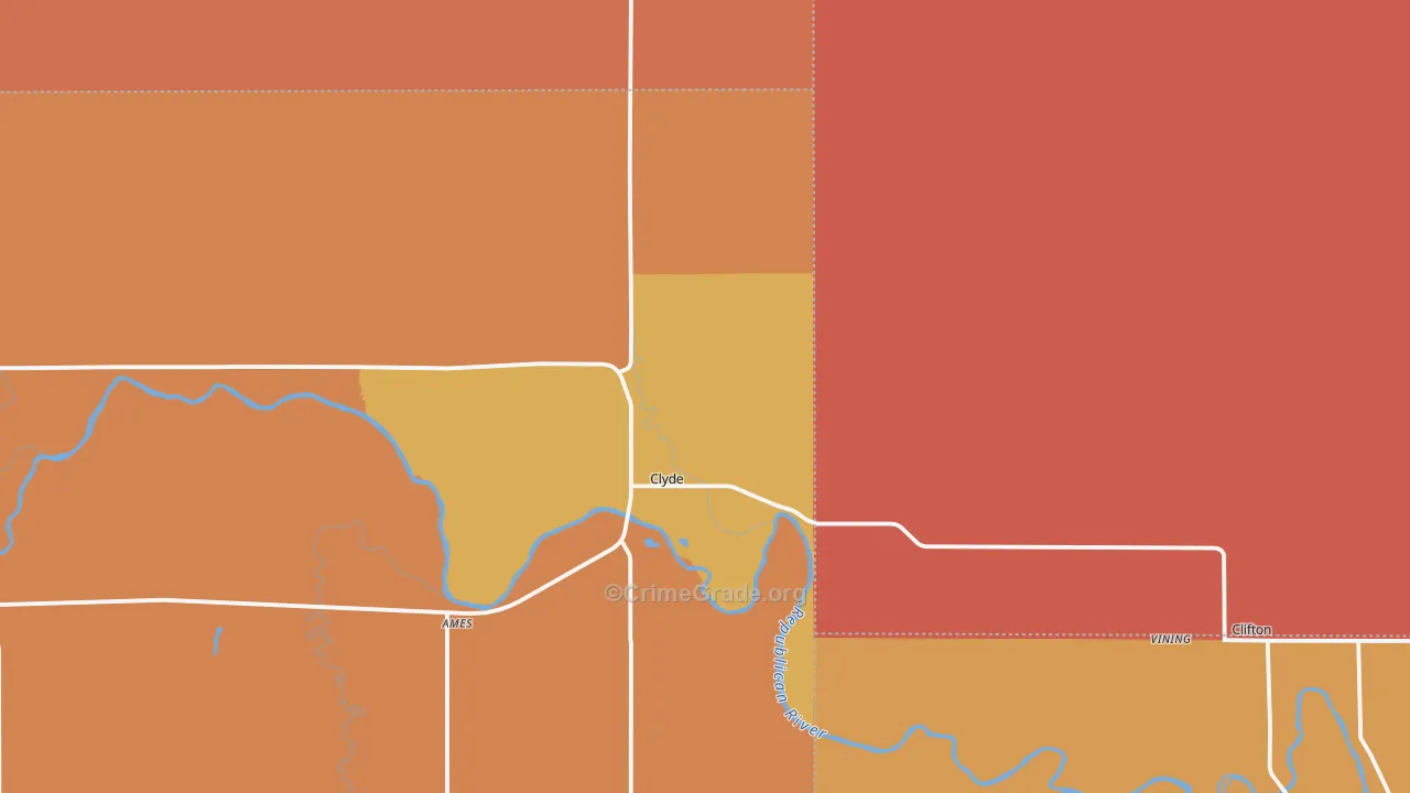 Clyde, KS Map of Robbery Rates