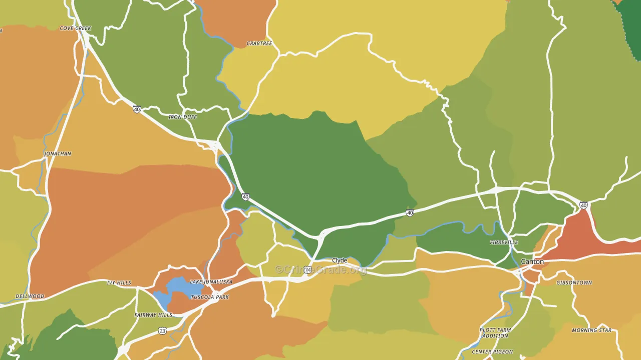 Clyde, NC Map of Robbery Rates