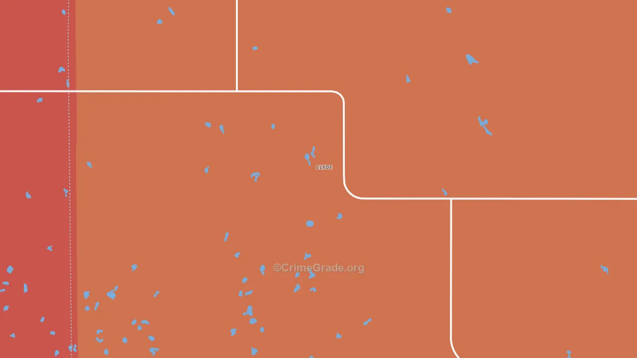Clyde, ND Map of Robbery Rates