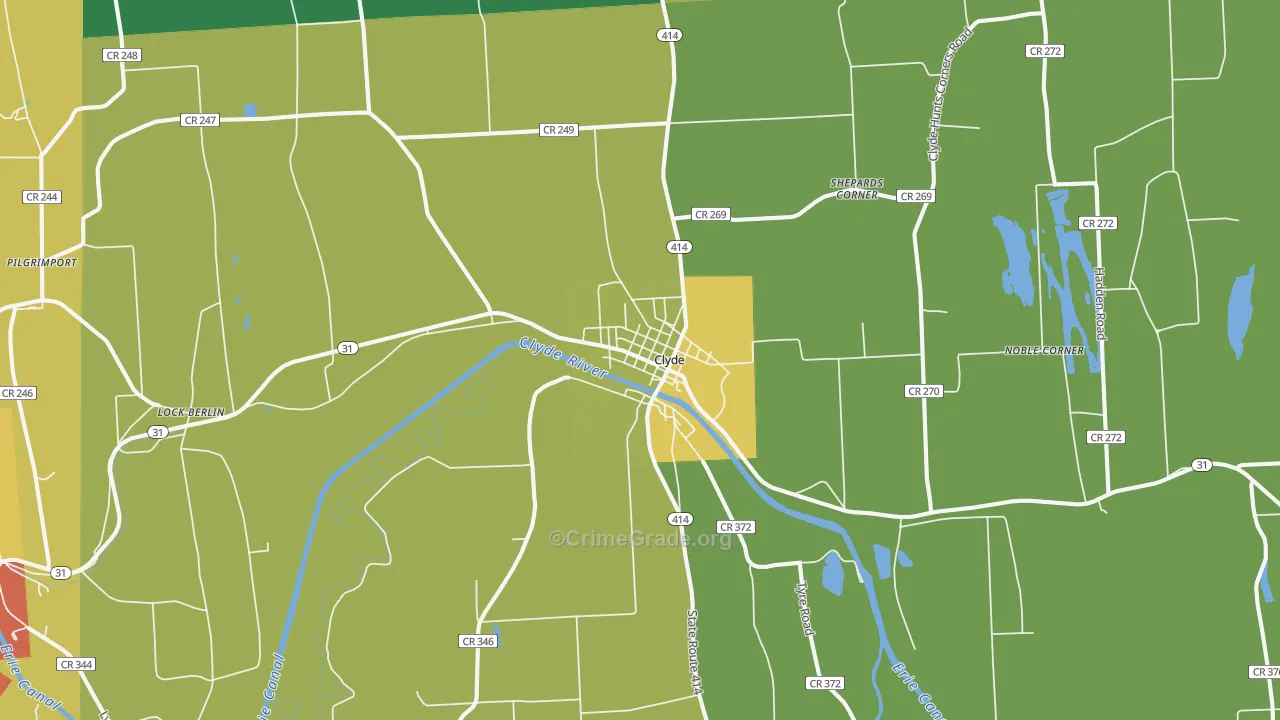 Clyde, NY Map of Robbery Rates