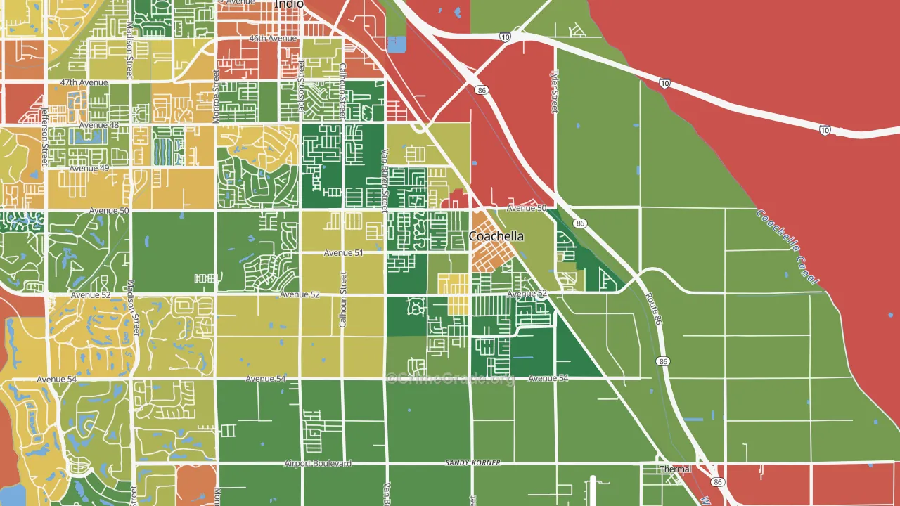 Coachella, CA Map of Robbery Rates