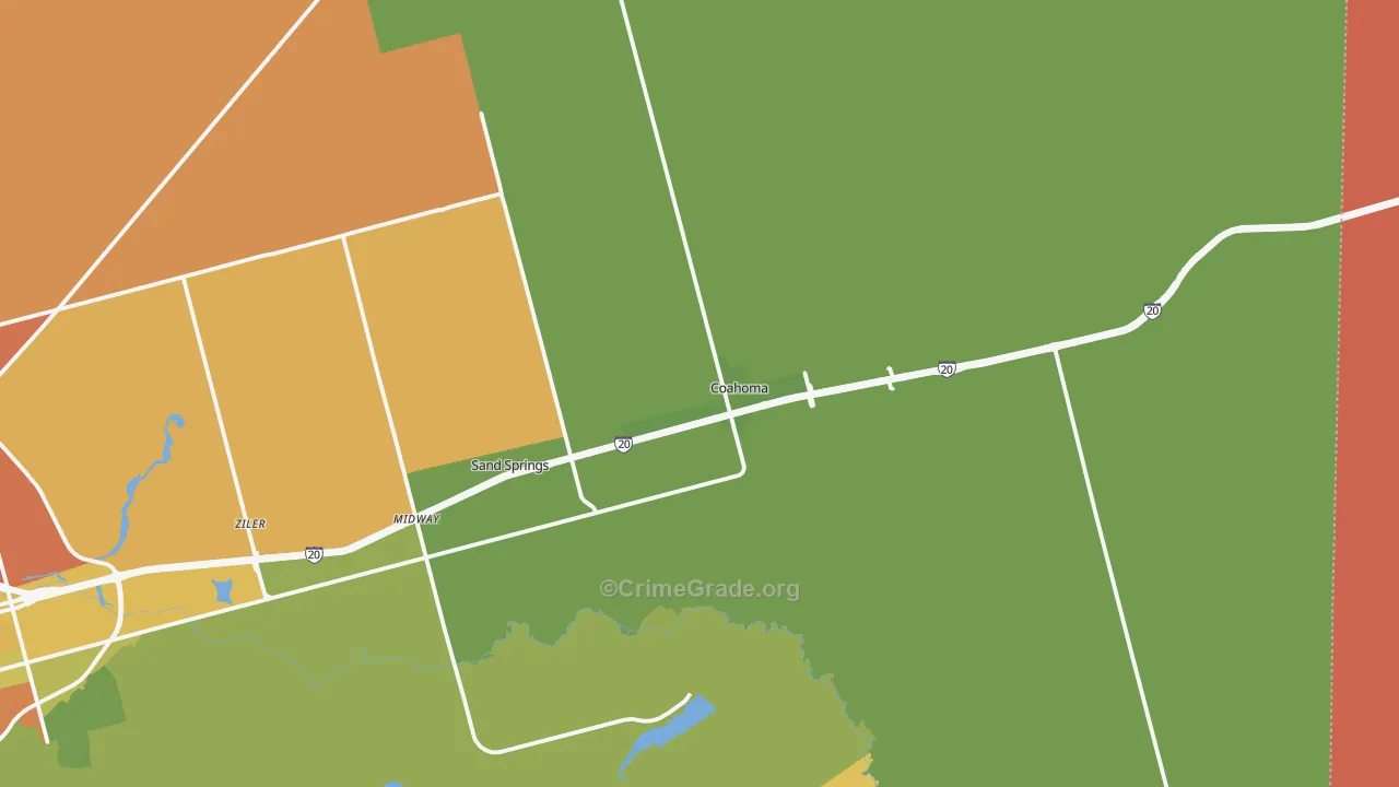 Coahoma, TX Map of Robbery Rates