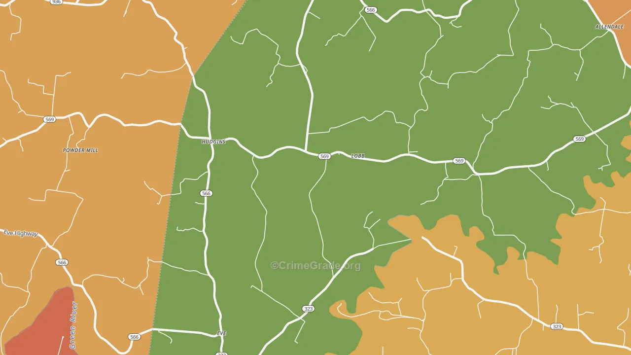 Coakley, KY Map of Robbery Rates