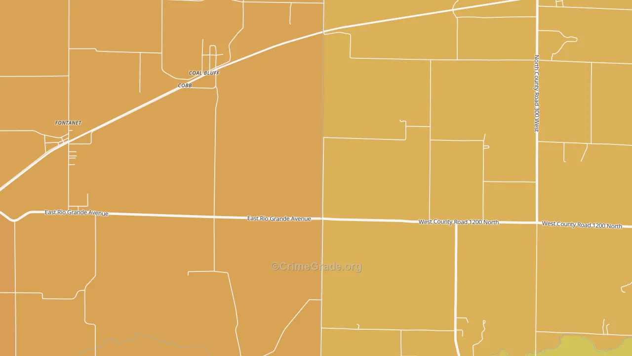 Coal Bluff, IN Map of Robbery Rates