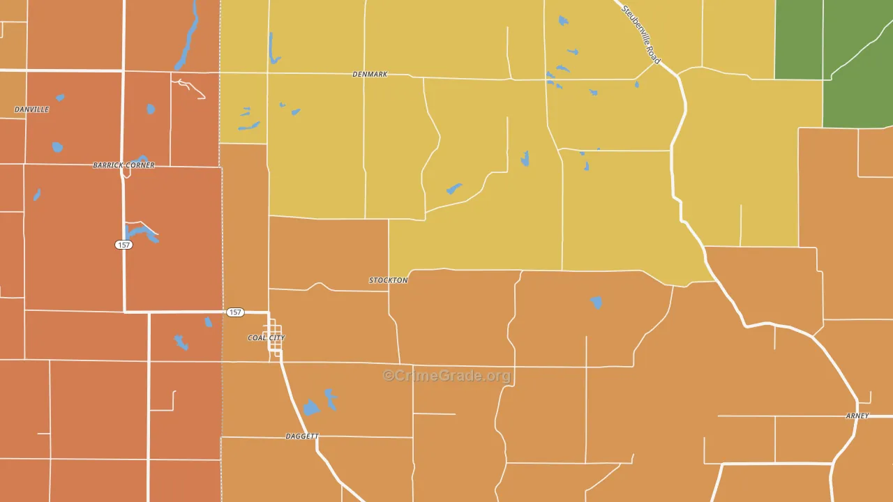 Coal City, IN Map of Robbery Rates