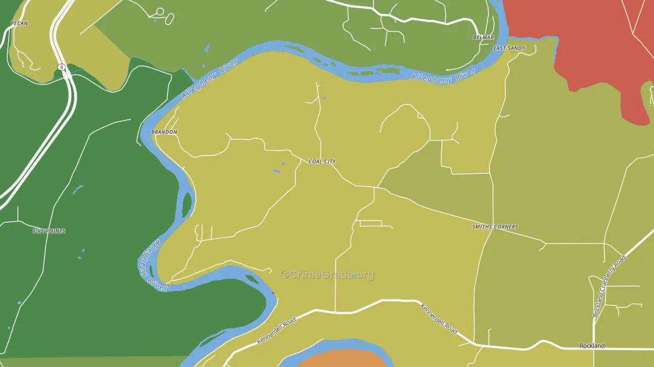 Coal City, PA Map of Robbery Rates