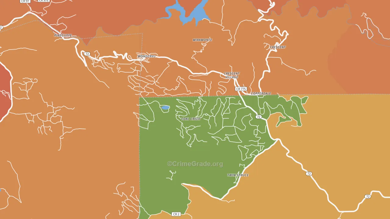 Coal Creek, CO Map of Robbery Rates