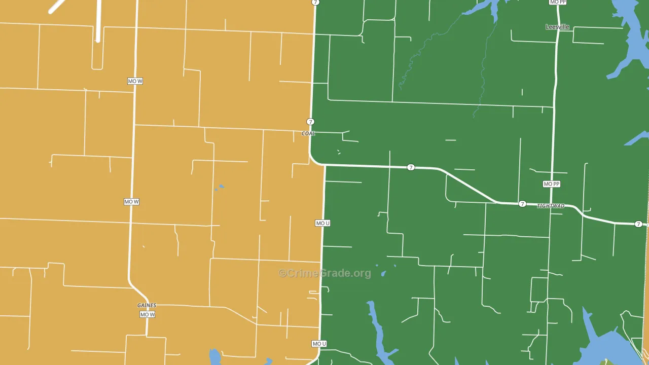 Coal, MO Map of Robbery Rates