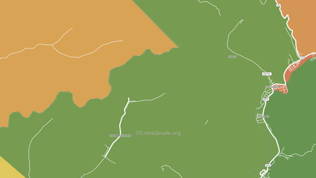 Coal Mountain, WV Map of Robbery Rates