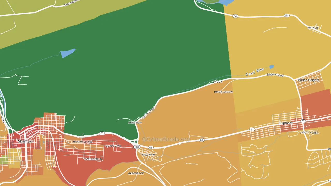 Coal Run, PA Map of Robbery Rates
