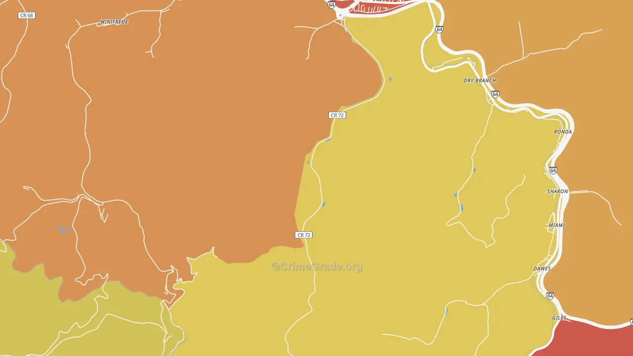 Coalburg, WV Map of Robbery Rates