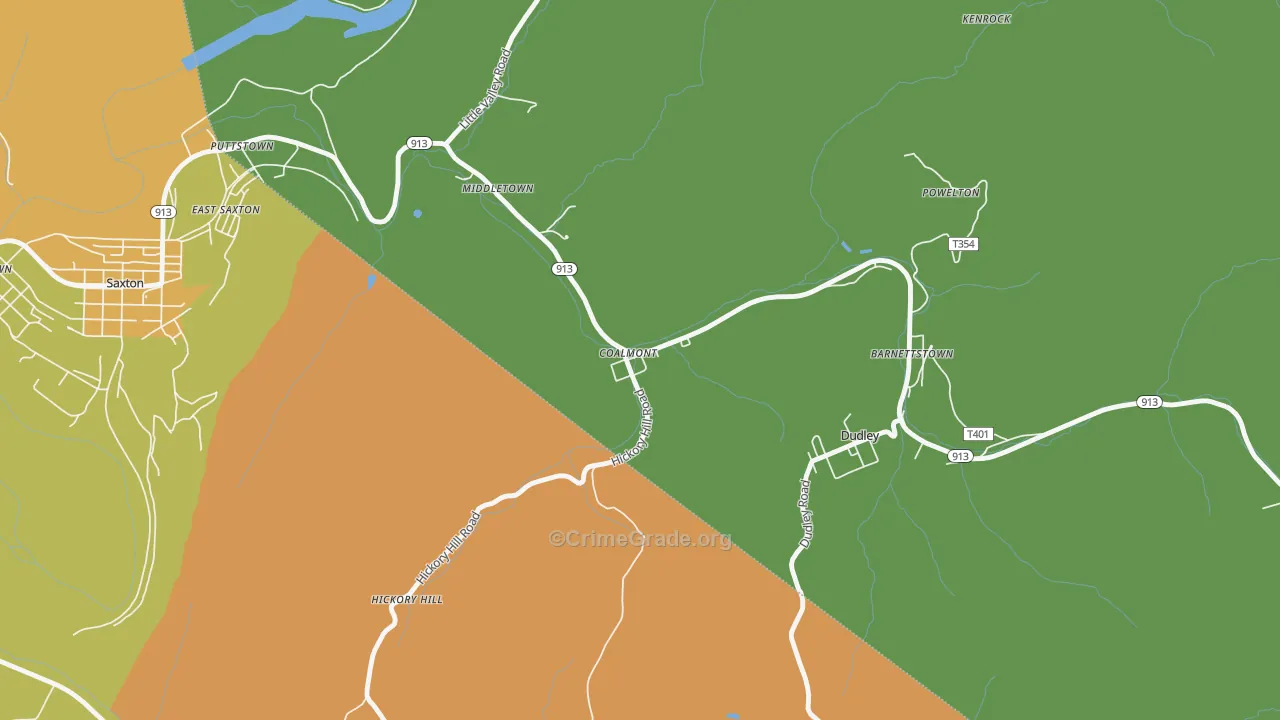 Coalmont, PA Map of Robbery Rates