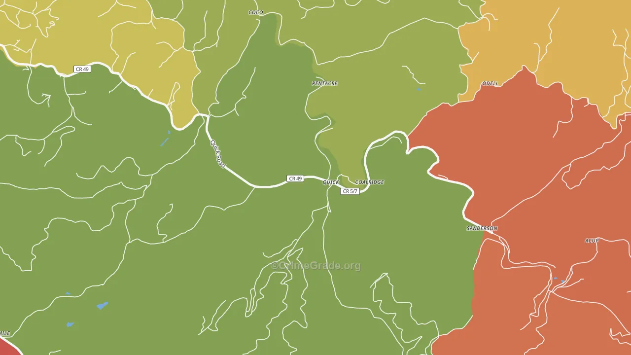 Coalridge, WV Map of Robbery Rates