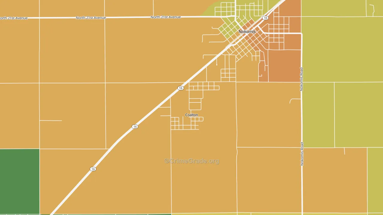 Coalton, IL Map of Robbery Rates