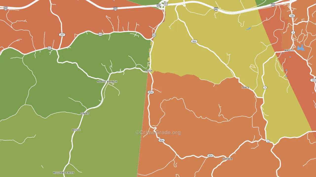 Coalton, KY Map of Robbery Rates