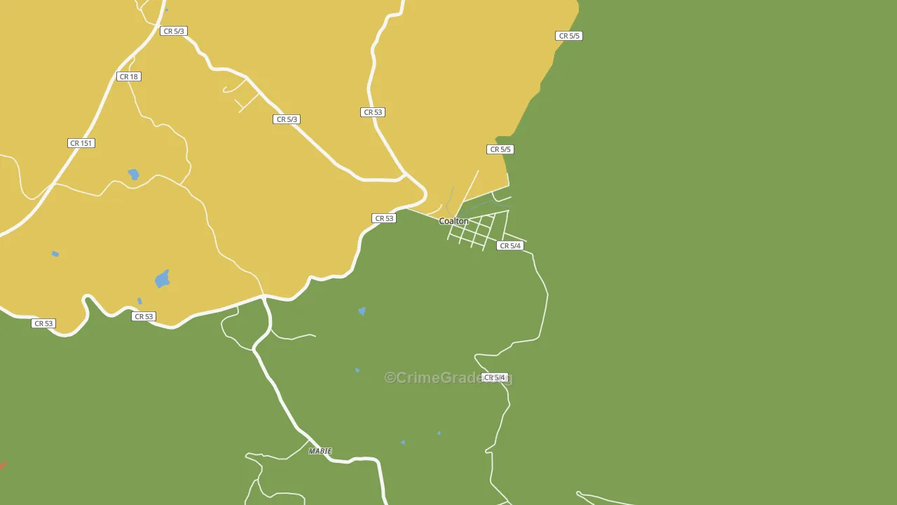 Coalton, WV Map of Robbery Rates